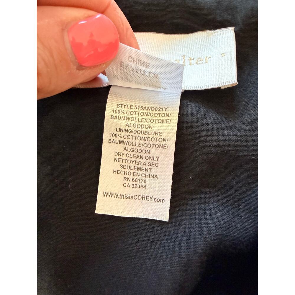 Corey Lynn Calter Black White Floral Embroidered V-Neck Cotton Midi Dress Sz M - Picture 6 of 6